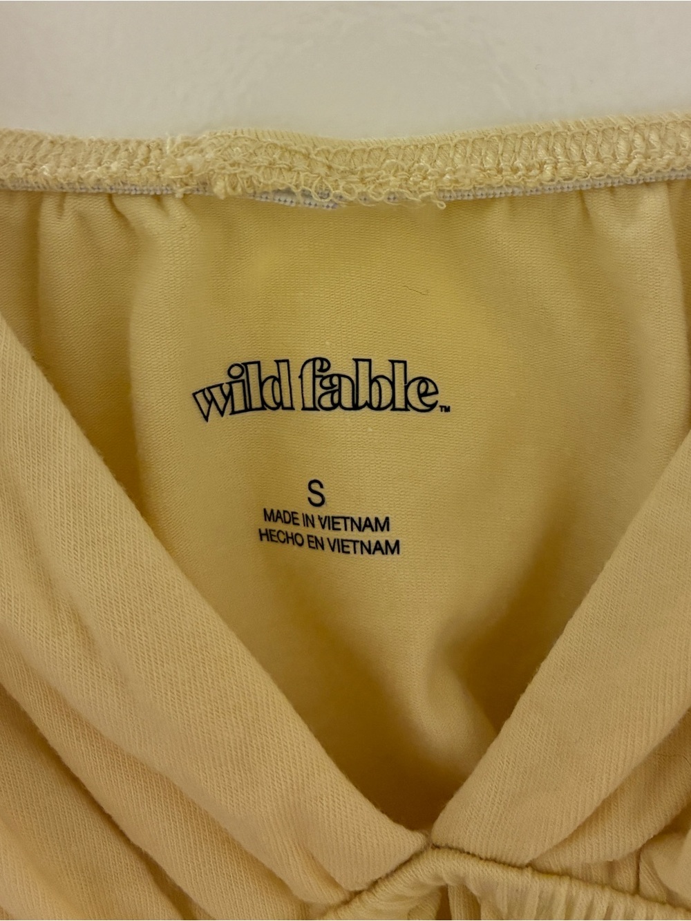 wild fable S Pale Baby Yellow Cotton Cami Babydoll Top Cropped Y2K Festival Rave - Picture 5 of 6